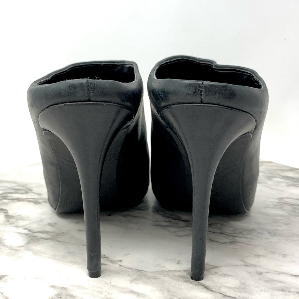 Enzo Angiolini Faxon Pointed Toe Leather Mules 7.5 Minimalist Edgy Classic Chic - Picture 5 of 12